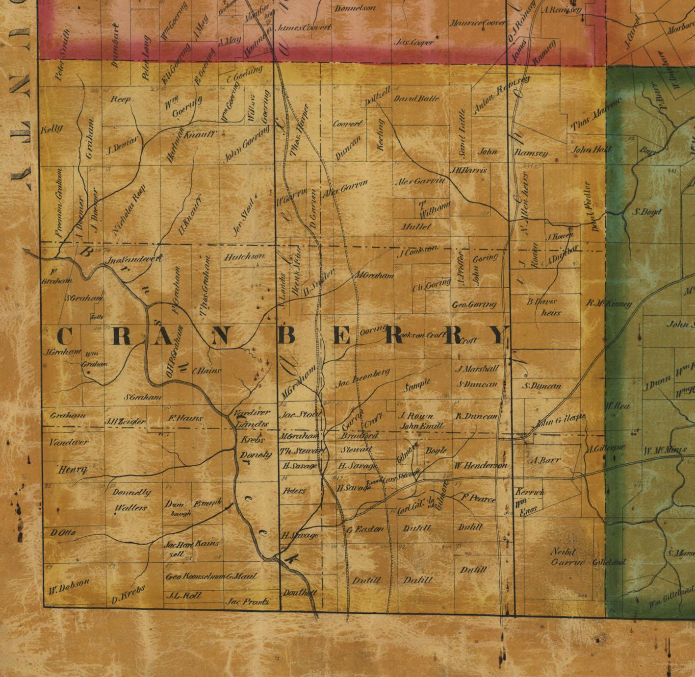 Cranberry Township Map of 1858