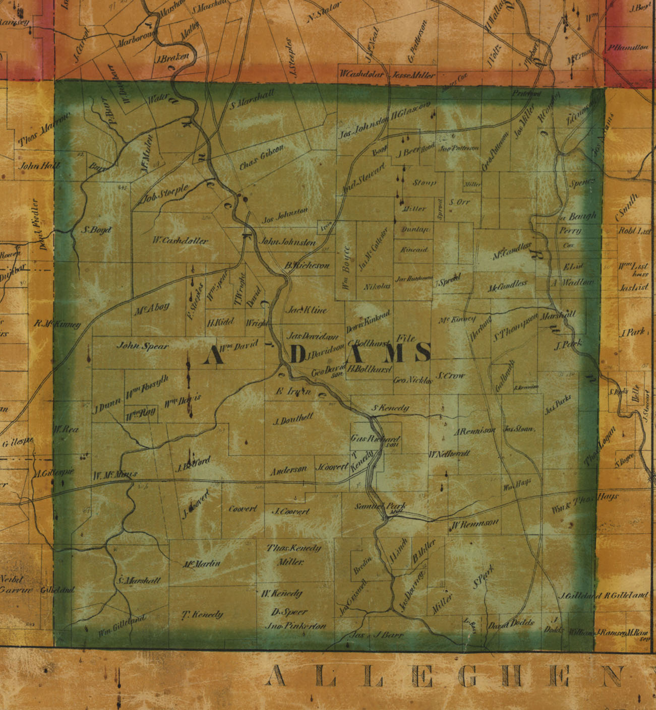 Adams Township Map of 1858