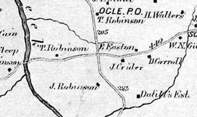 Portion of 1874 Map Showing Crider's Corners